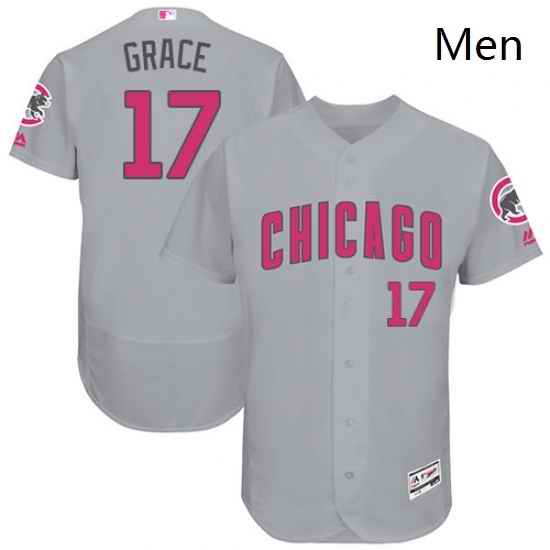 Mens Majestic Chicago Cubs 17 Mark Grace Grey Mothers Day Flexbase Authentic Collection MLB Jersey